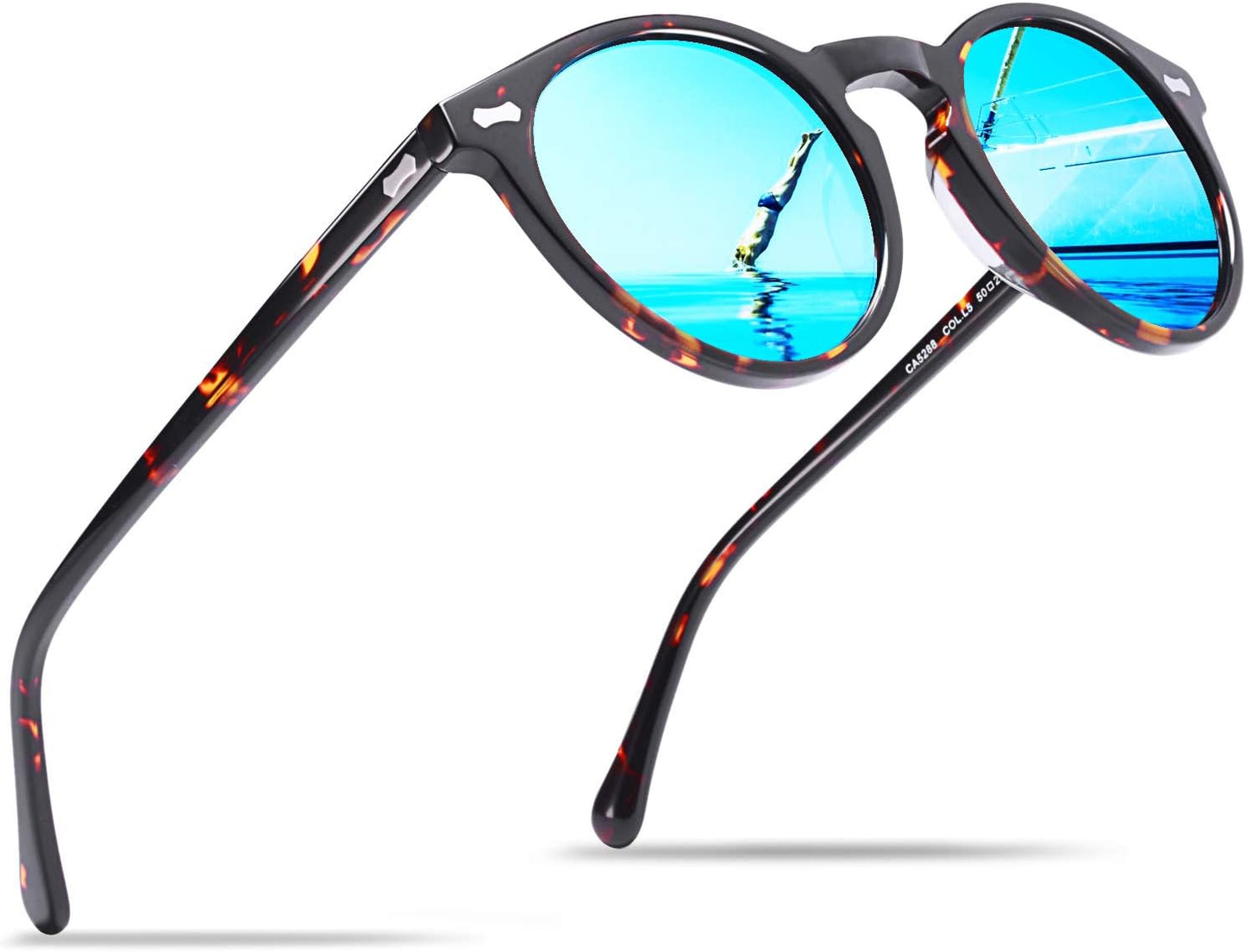 CARFIA Retro Polarized Sunglasses for Men with UV400 Protection