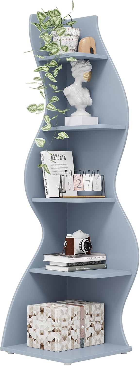 Tribesigns Corner Shelf - Modern 5-Tier Wall Bookshelf for Home