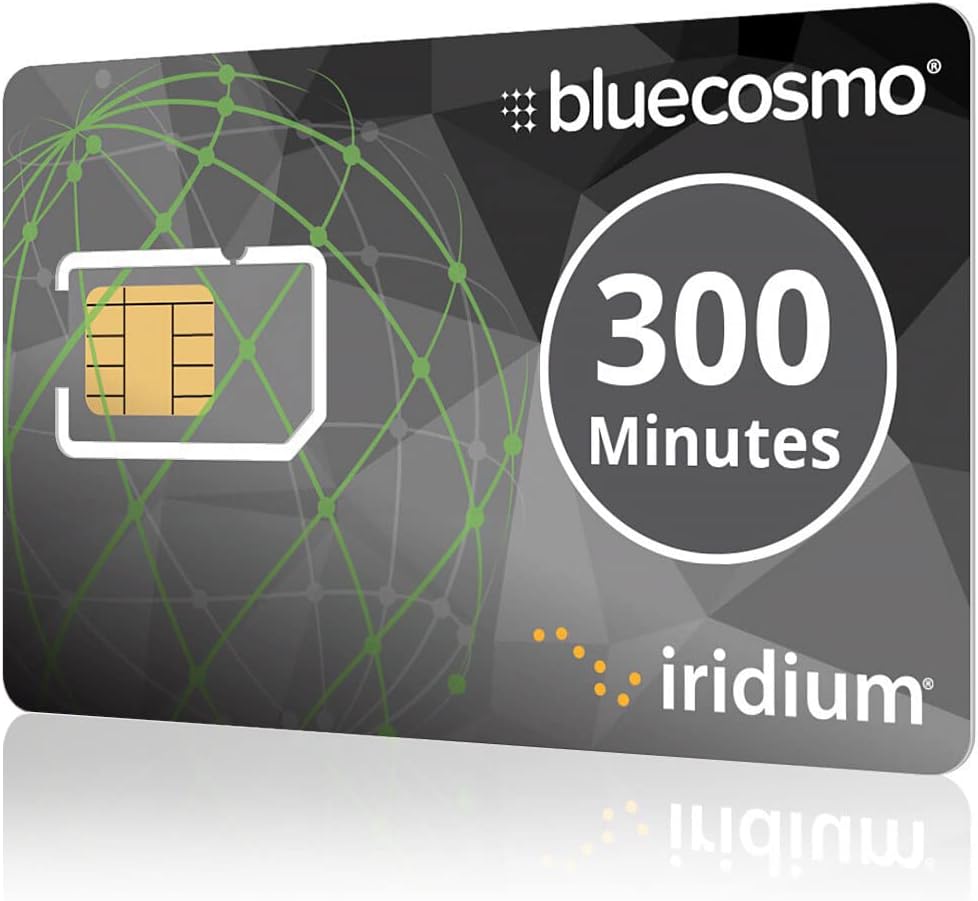 BlueCosmo Iridium 300 Min Prepaid Global SIM Card for Satellite