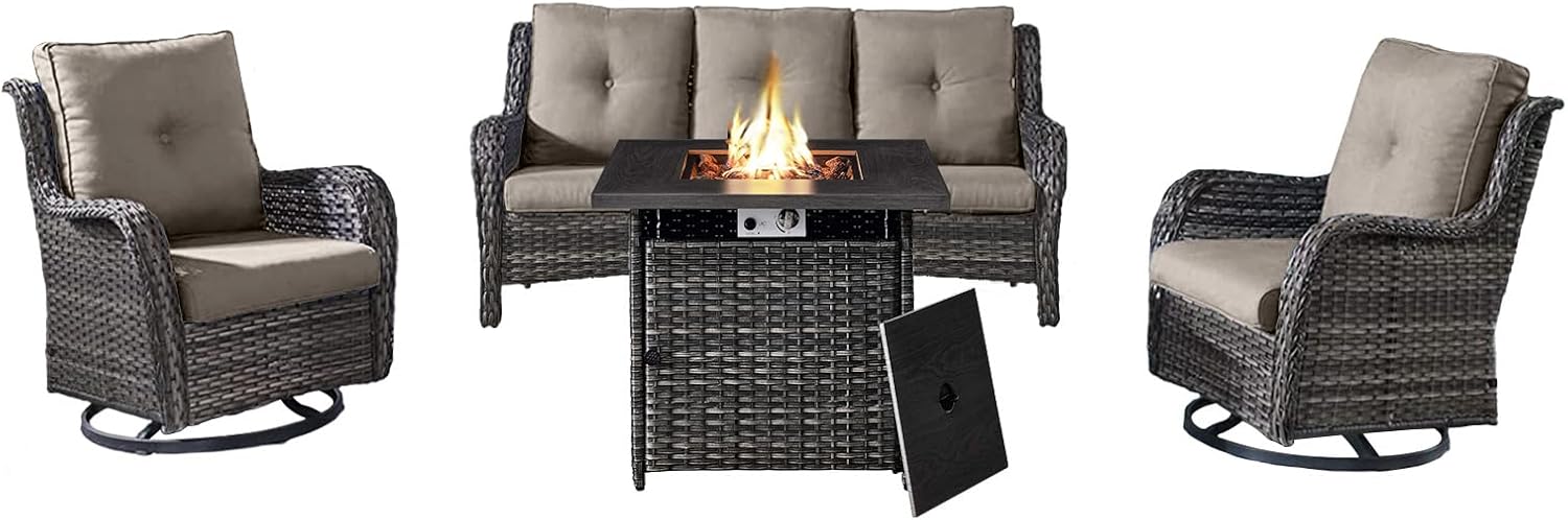 Outdoor Patio Furniture Set with 50000BTU Fire Pit Table
