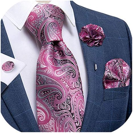 DiBanGu Silk Ties for Men with Pocket Square and Cufflinks Set
