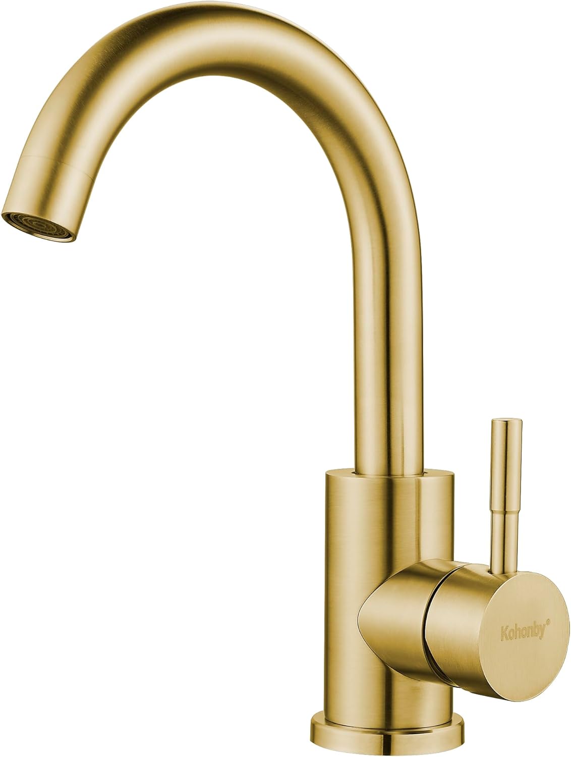 Modern Single Handle Bathroom Sink Faucet in Brushed Gold Finish