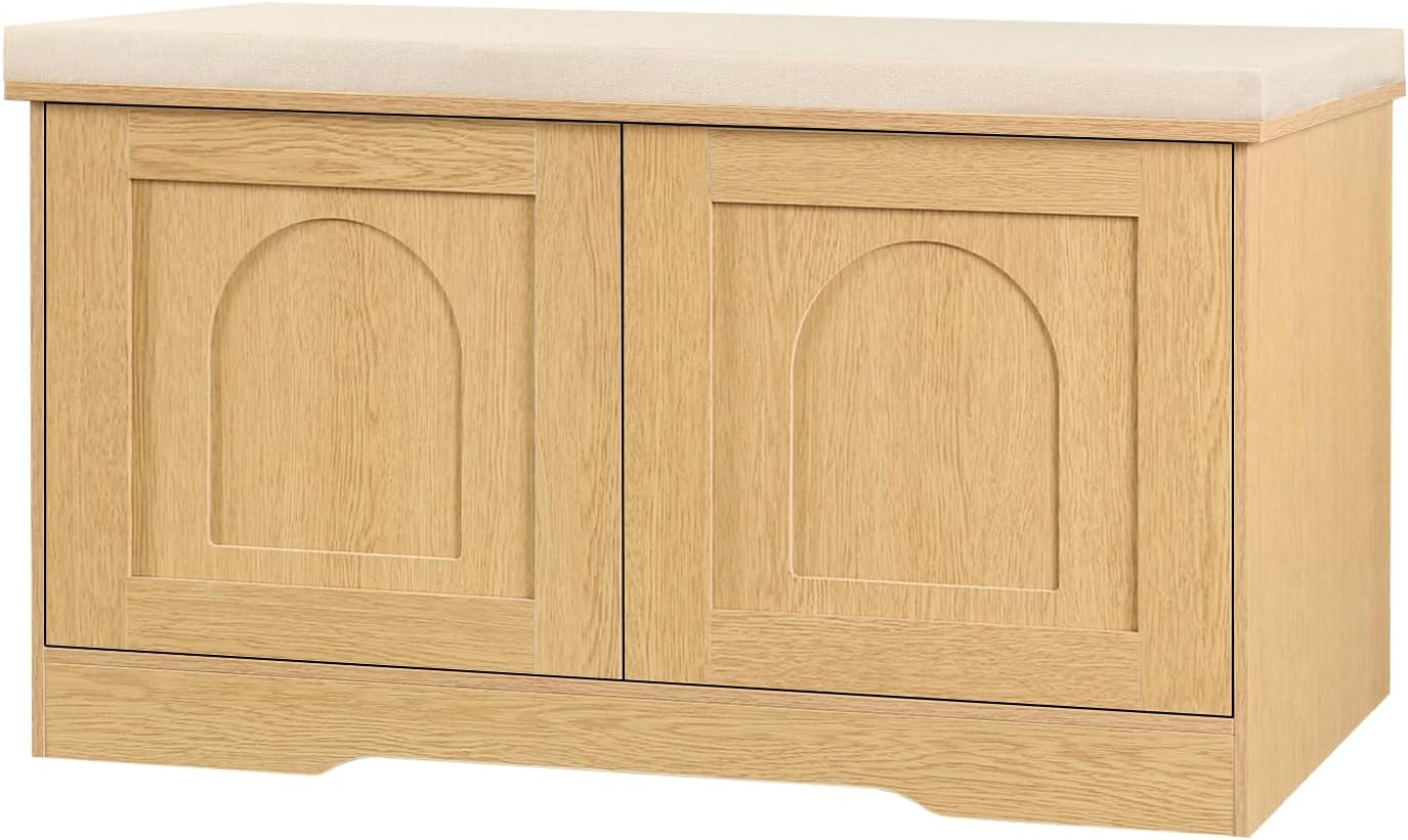 DINZI LVJ Shoe Bench with Cushion and 2-Tier Storage Solution