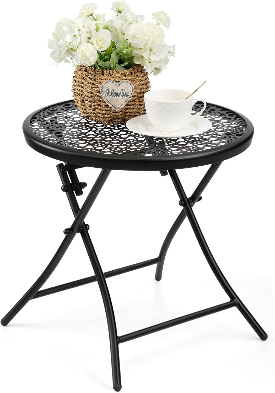 TeoKJ Folding Outdoor Side Tables for Patio and Garden Use