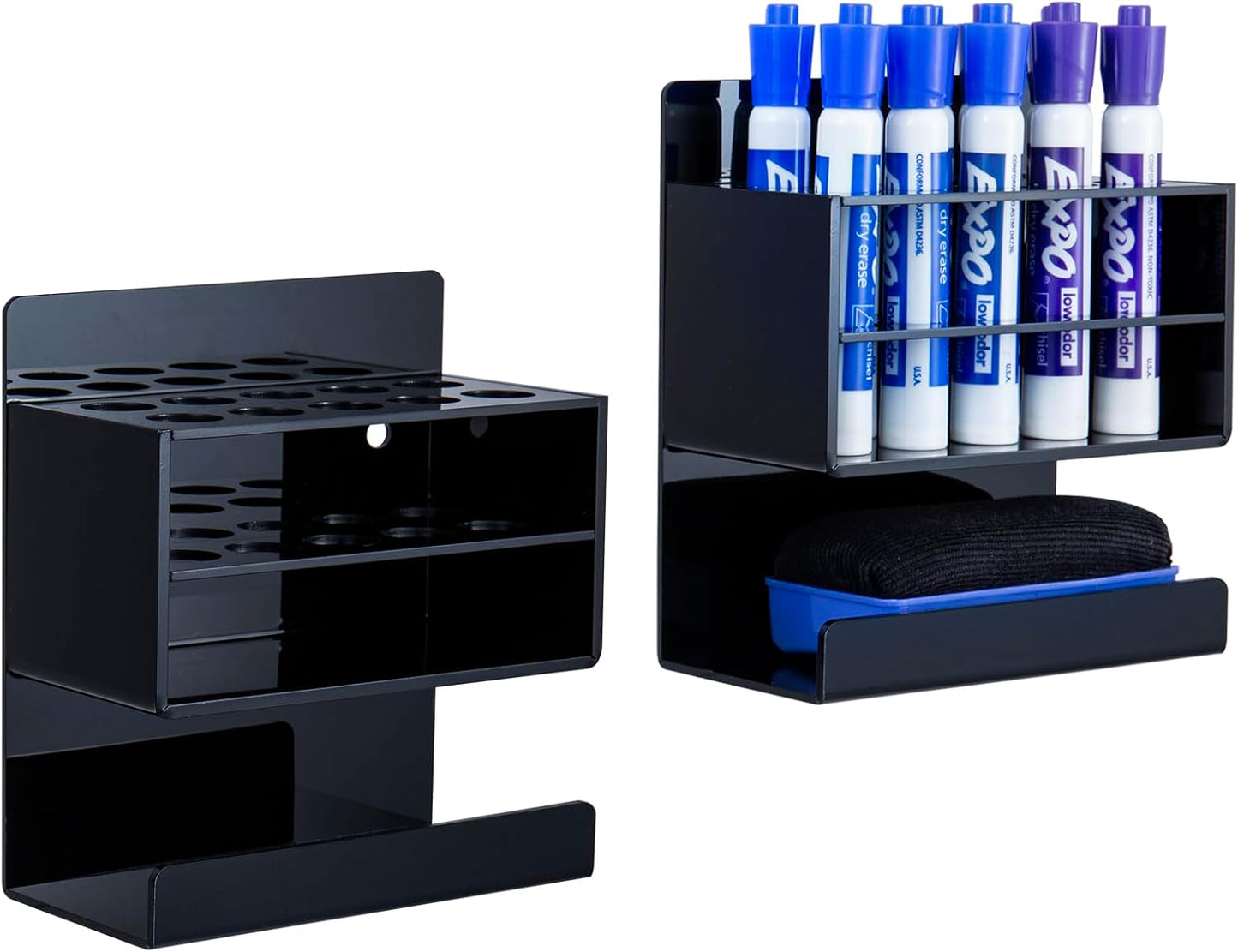 Wall Mounted Dry Erase Whiteboard Marker Holder Stand Set of 2