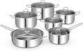 GOFLAME 12 Piece Pots & Pans Set - Even Heat, Glass Lids, Induction