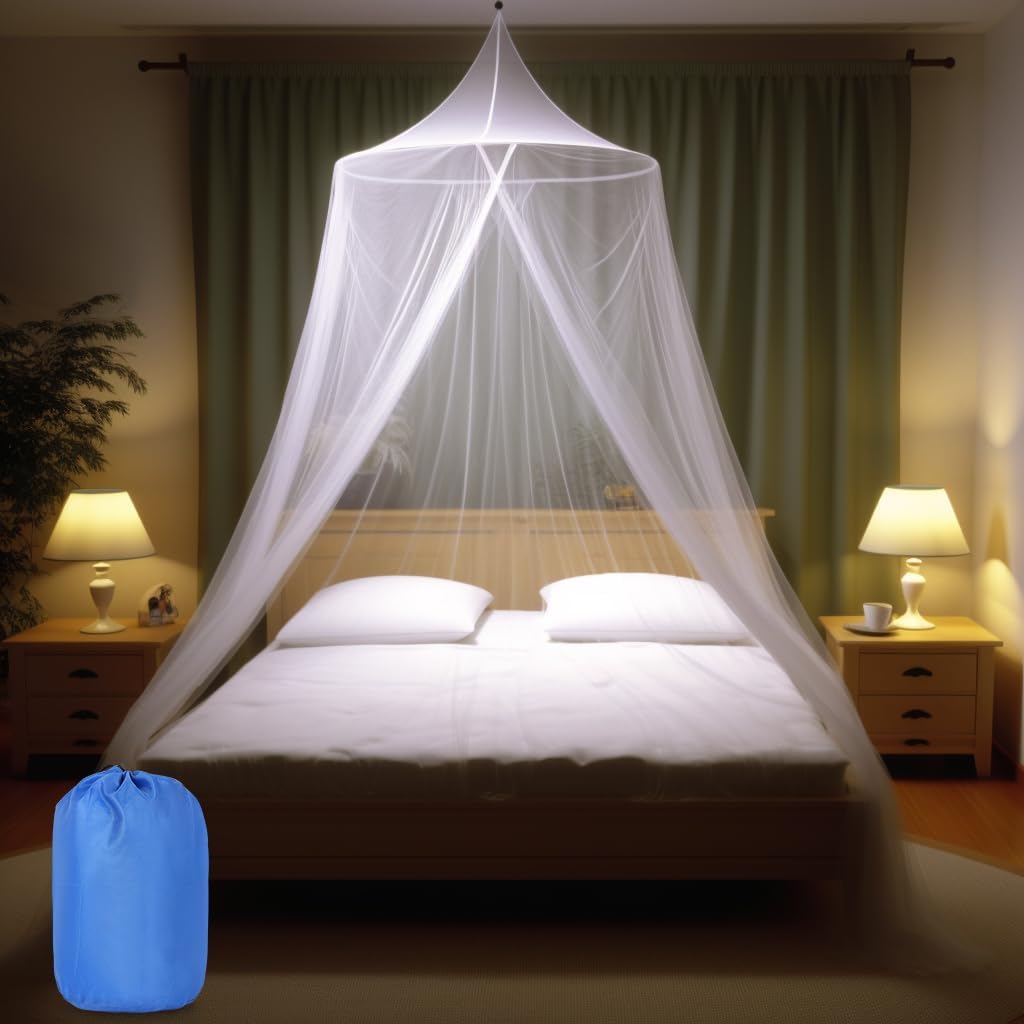 Round White Bed Canopy - Travel with Style!