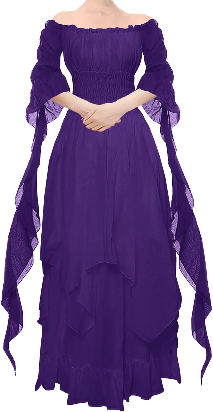 YEAXLUD Women's Victorian Dress Off Shoulder Ruffle Plus Size