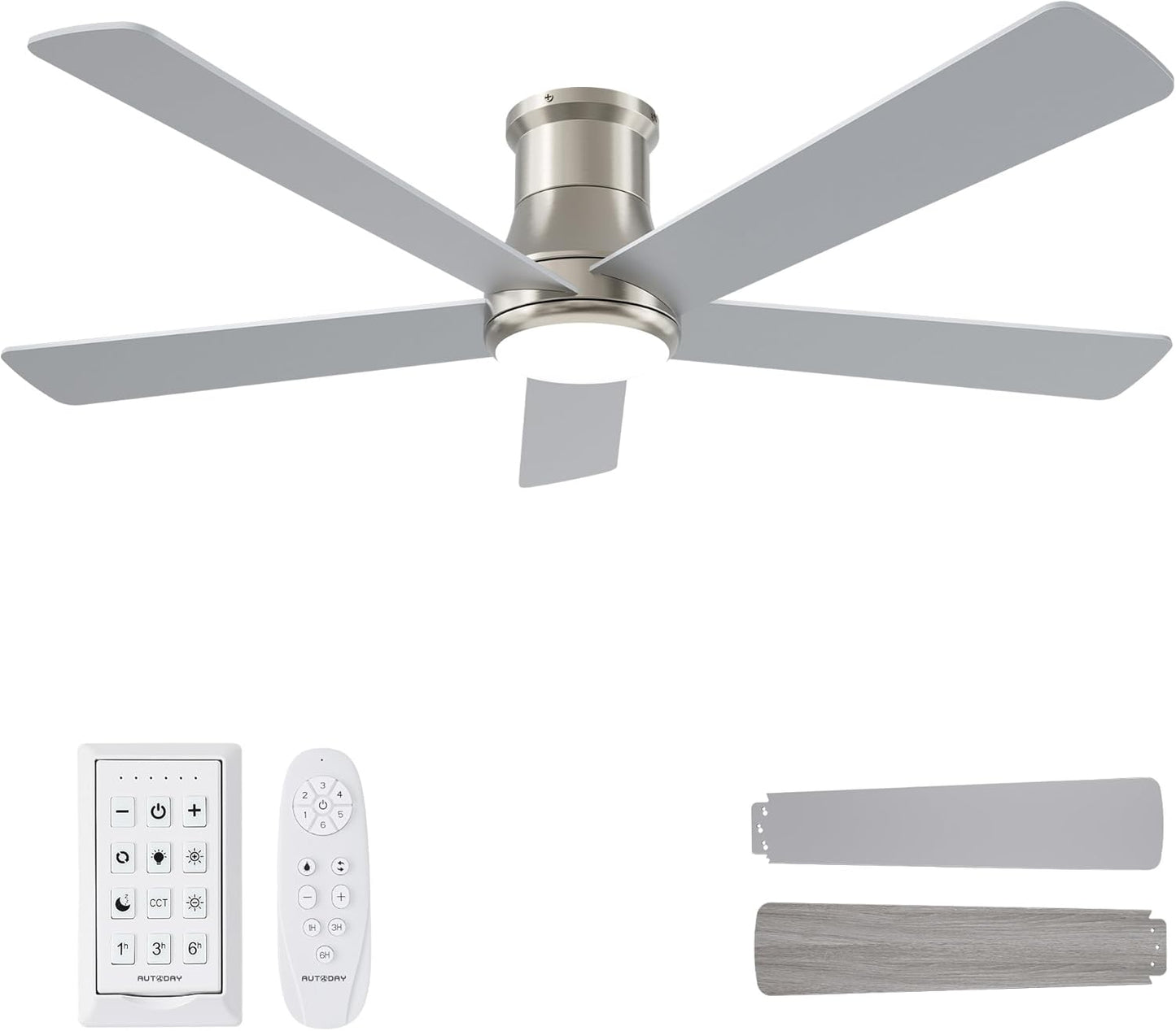 52 Inch Low Profile Ceiling Fan with Light and Remote Control