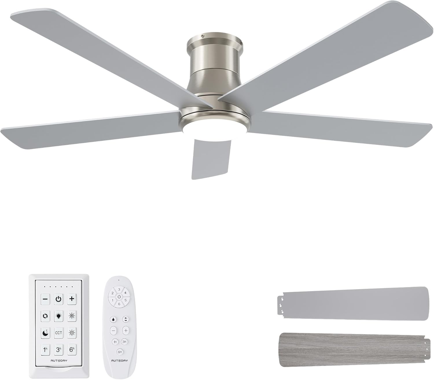 52 Inch Low Profile Ceiling Fan with Light and Remote Control