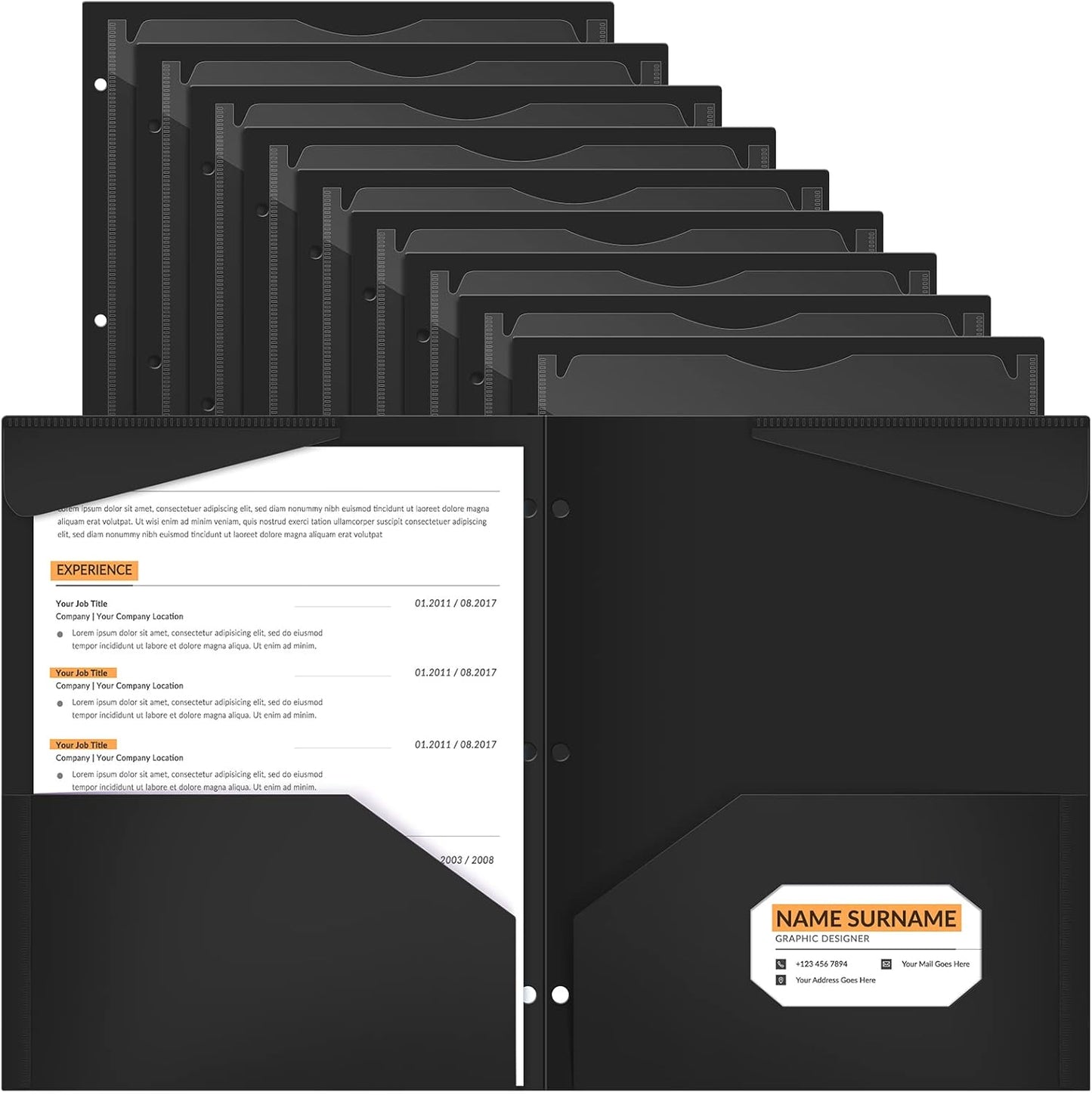 36 Pcs Plastic Folders with Clear Front Pocket for Documents
