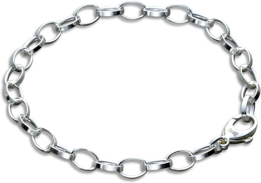 Oval Link Charm Bracelet in Sterling Silver for Elegant Style