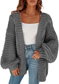 Cicy Bell Women's Open Front Chunky Knit Cardigan - Oversized Lantern