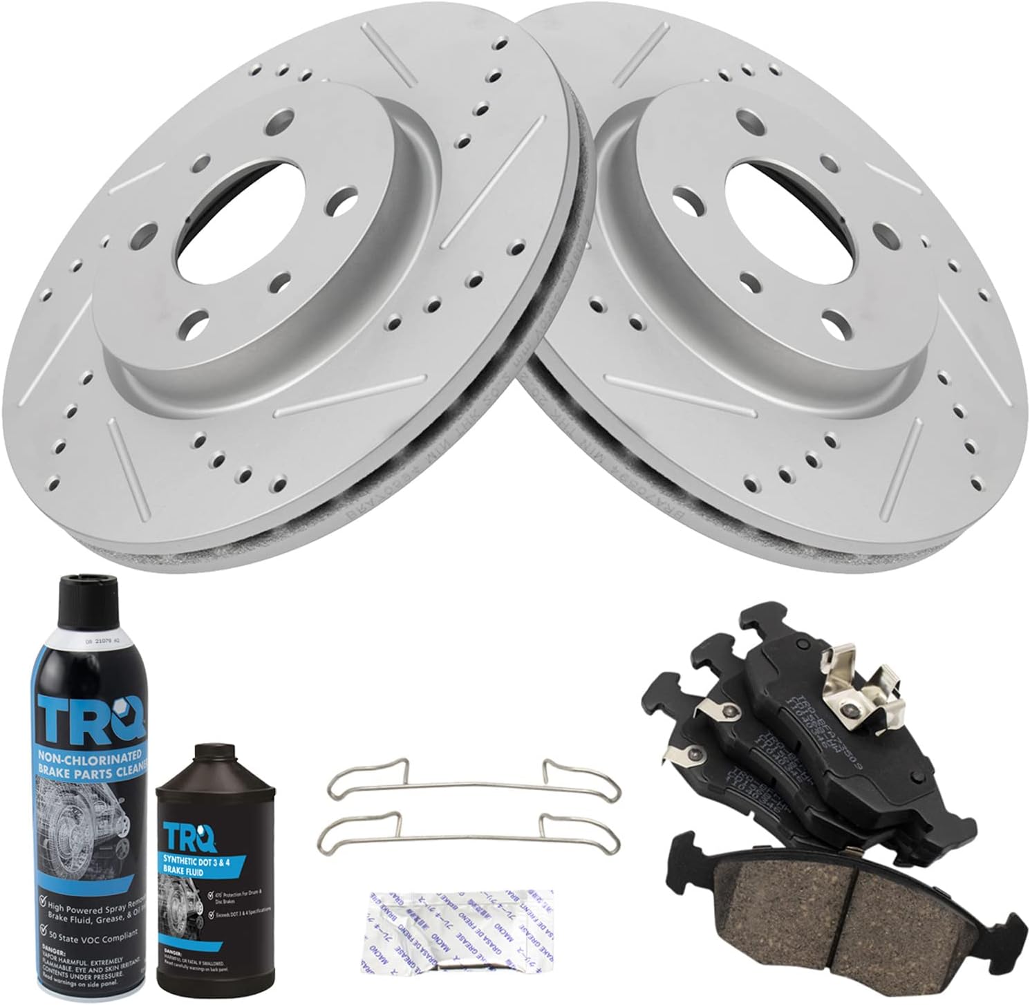 TRQ Front Performance Brake Pad & Rotor Kit for Fiat 500