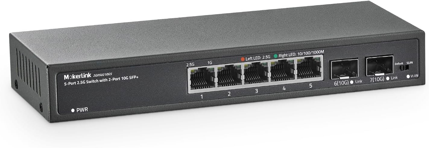 MokerLink 5 Port 2.5Gigabit Ethernet Switch for Fast Networking