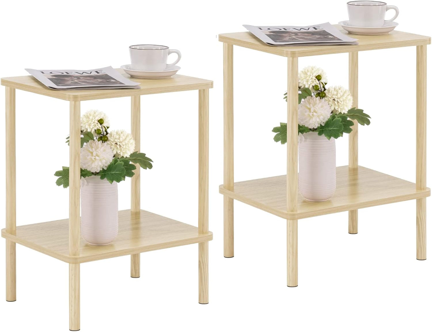 Apicizon 2 Tier End Table Set of 2 for Small Spaces