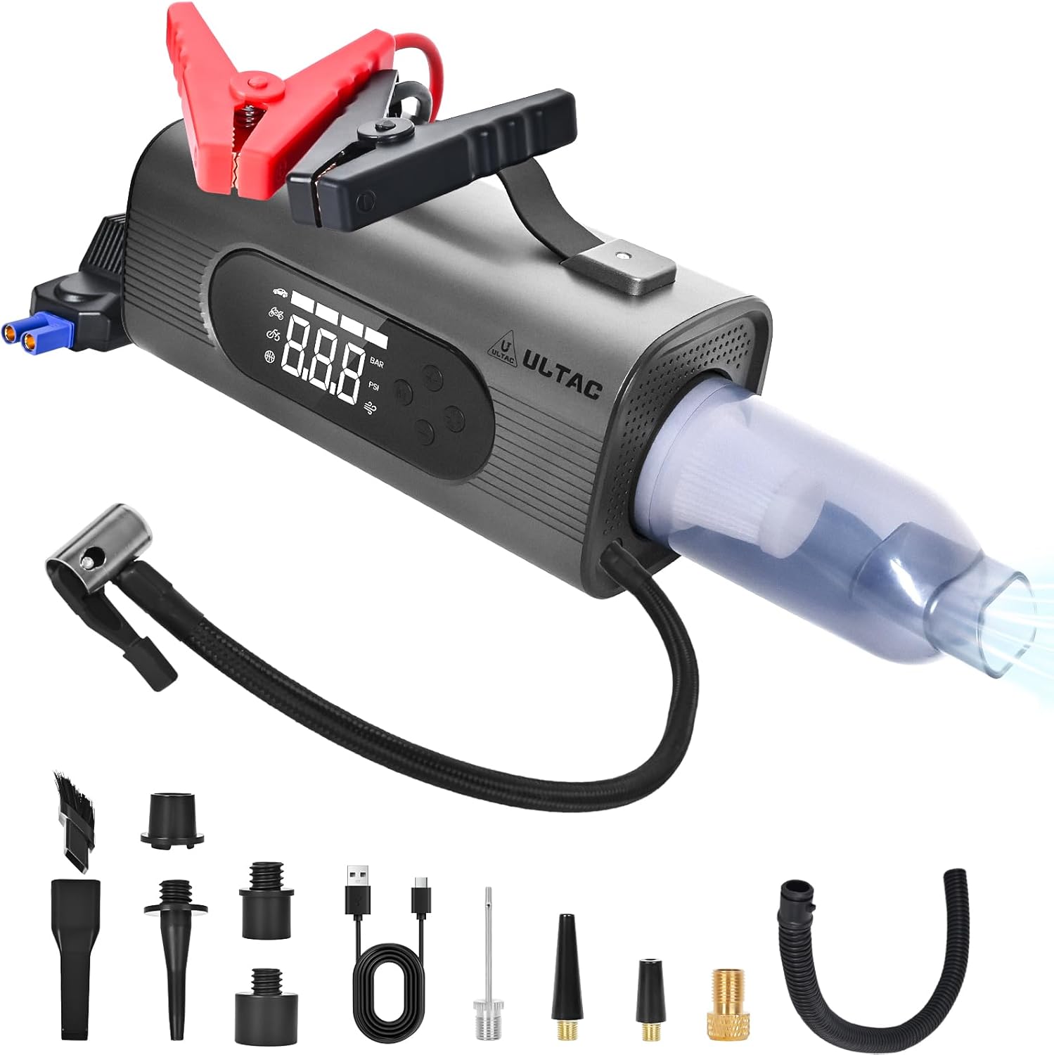 ULTAC 8-in-1 Jump Starter + Air Compressor: 2000A Power, Portable & Versatile!
