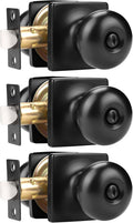Privacy Door Knobs Matte Black 3 Pack - Keyless Interior Locks