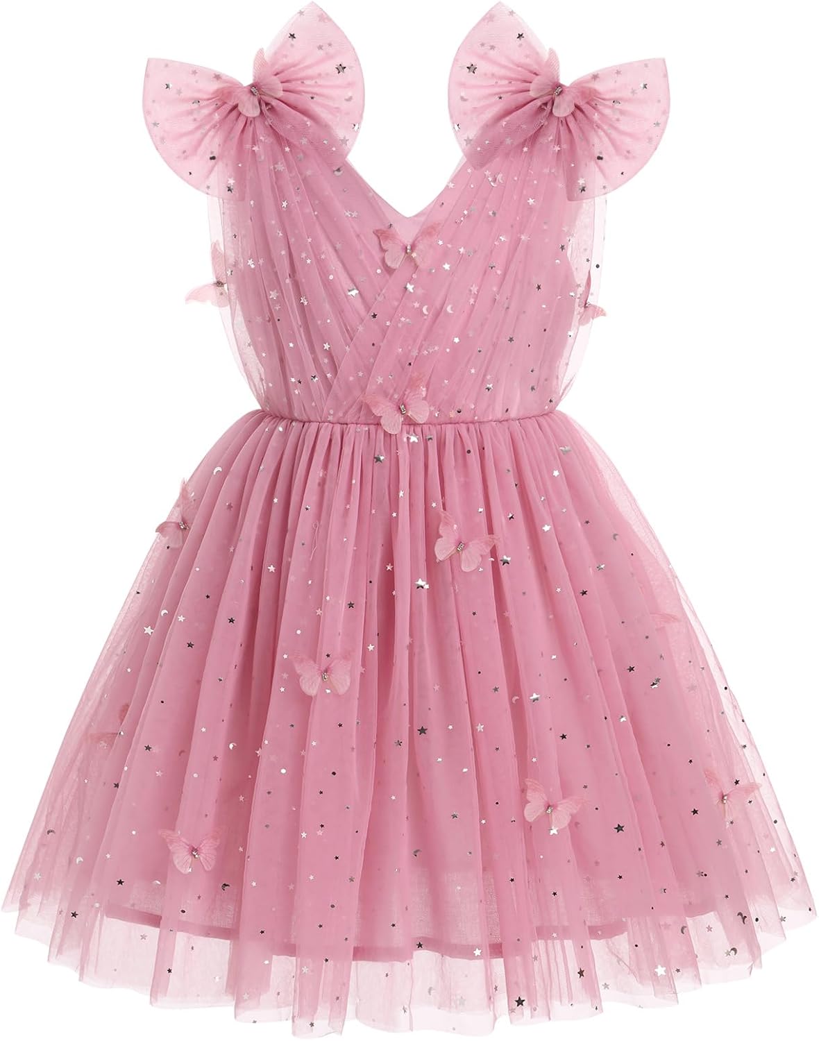 Toddler Girls Butterfly Dress with Sparkle Sequins Tulle Design