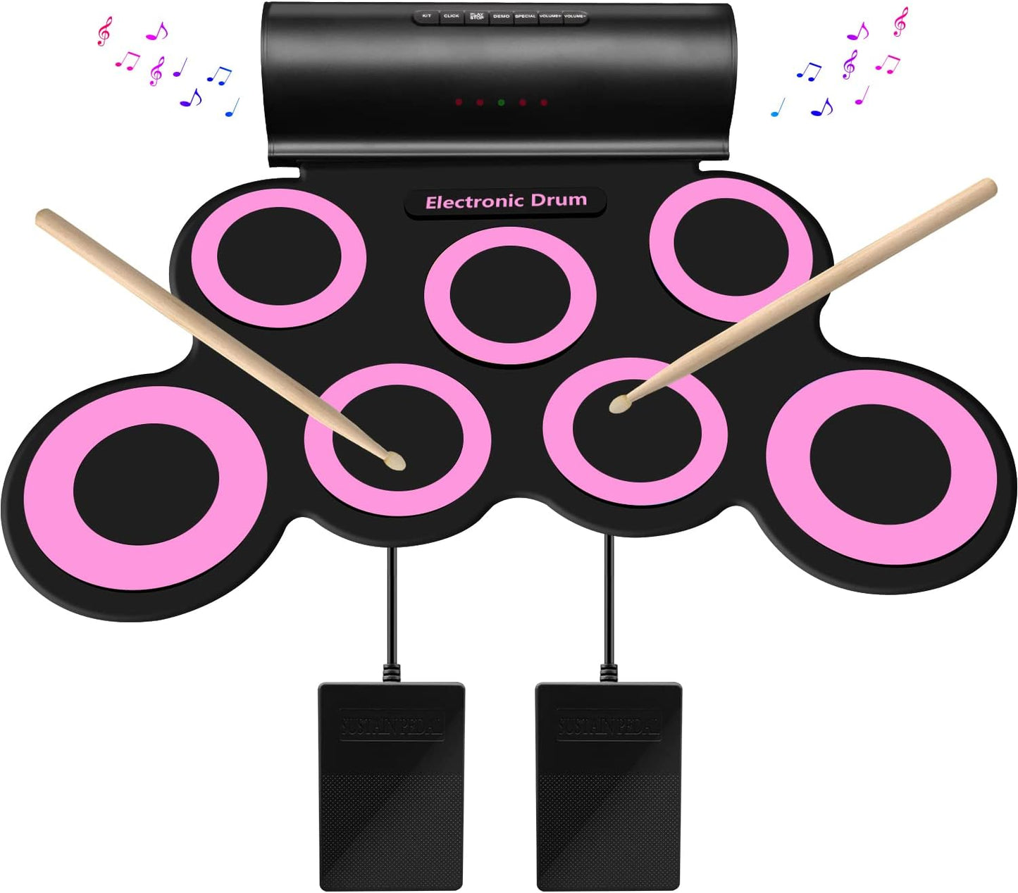 Portable Electronic Drum Set with Rechargeable Battery and Speaker