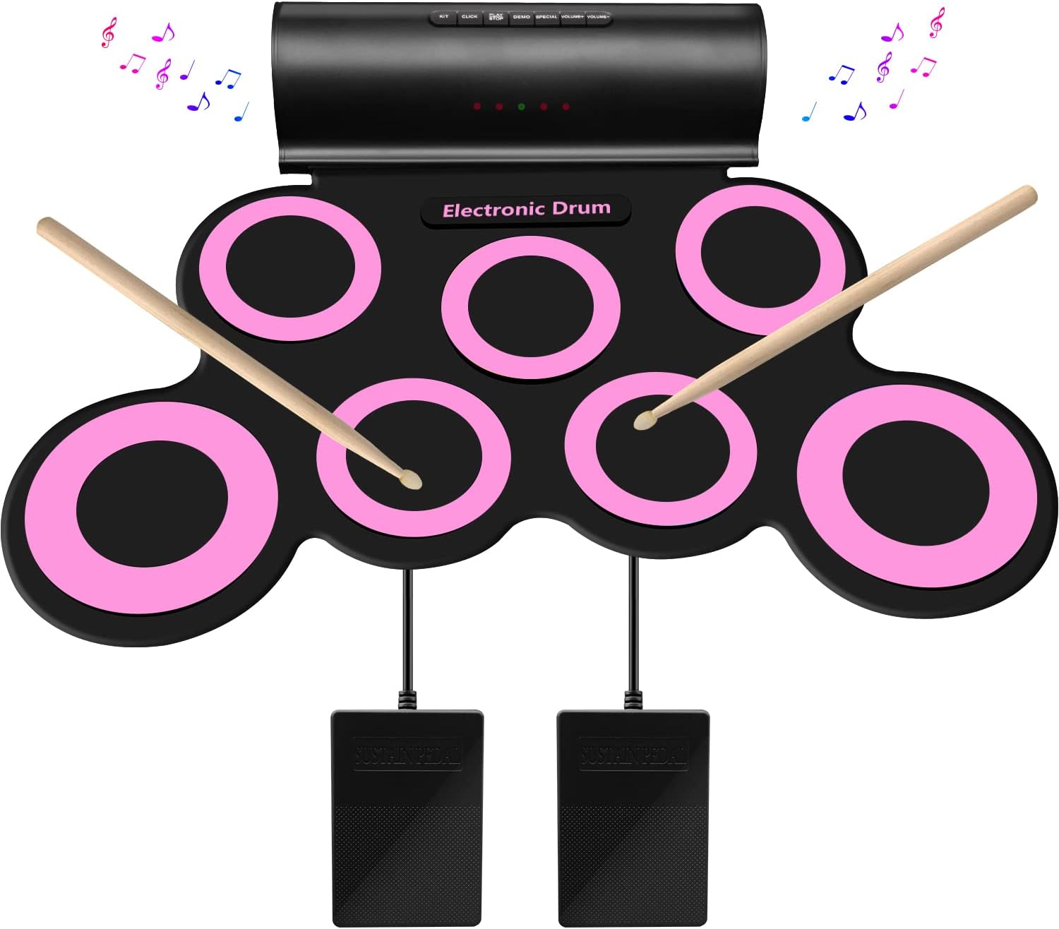 Portable Electronic Drum Set with Rechargeable Battery and Speaker