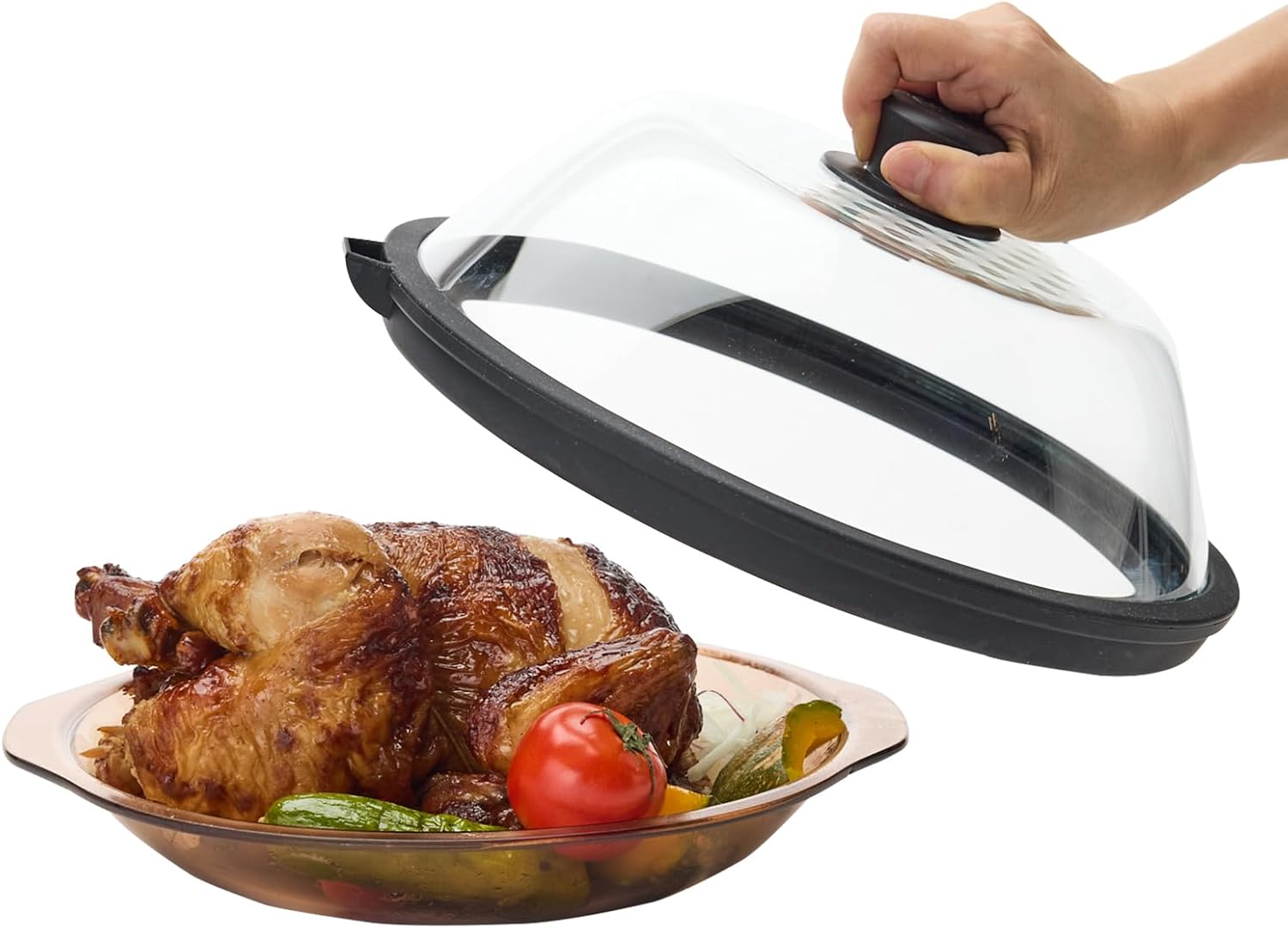 Large-Capacity Vented Glass Microwave Lid, Splatter Protection