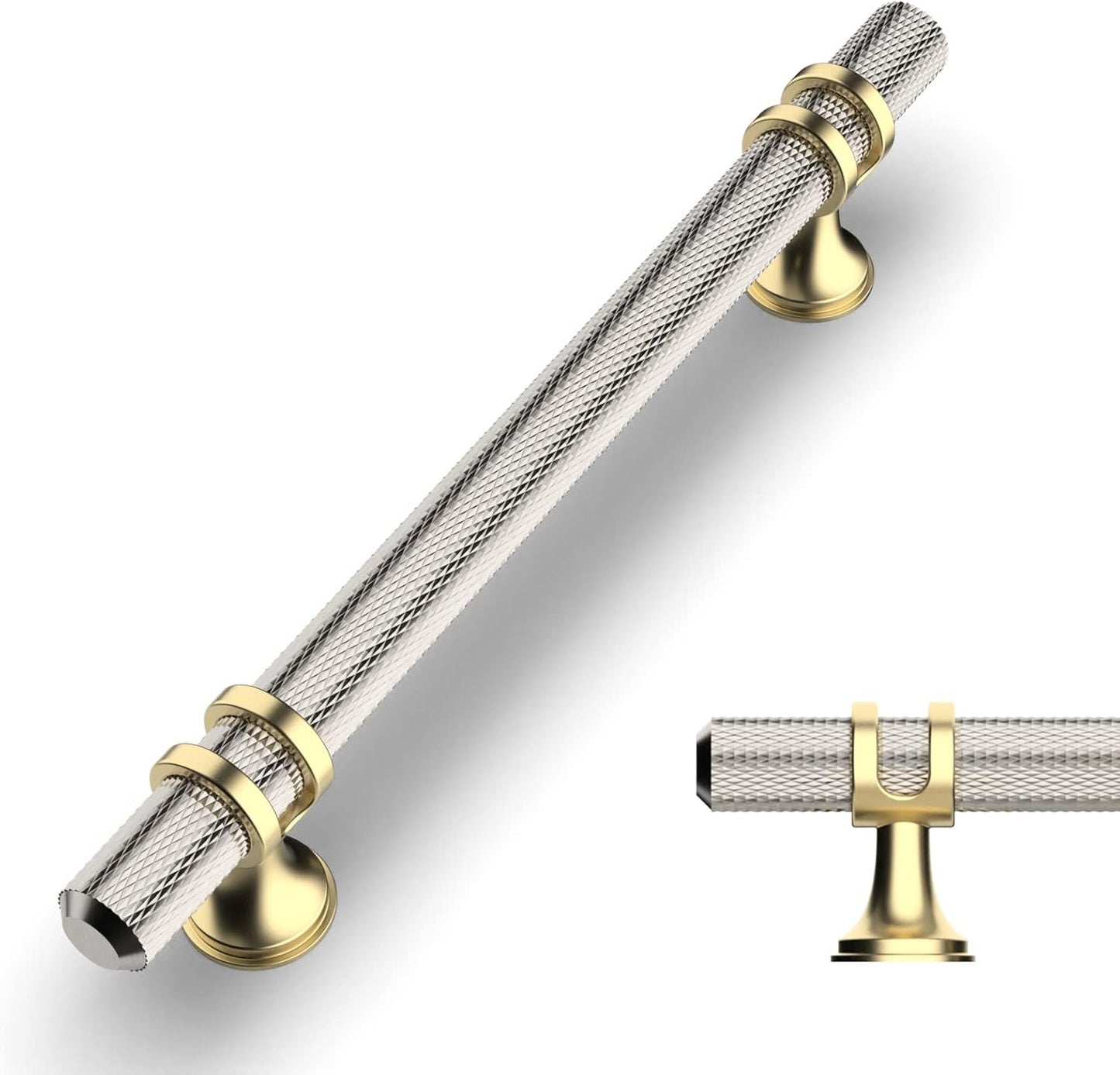 Amerdeco 10 Pack Knurled Brushed Satin Nickel Cabinet Pulls