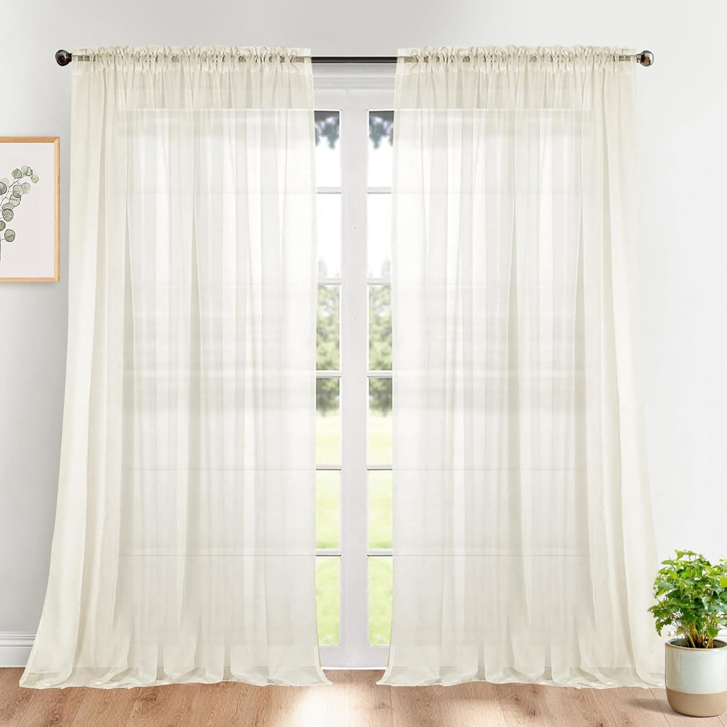 Dreaming Casa Solid Sheer Curtains for Bedroom and Living Room