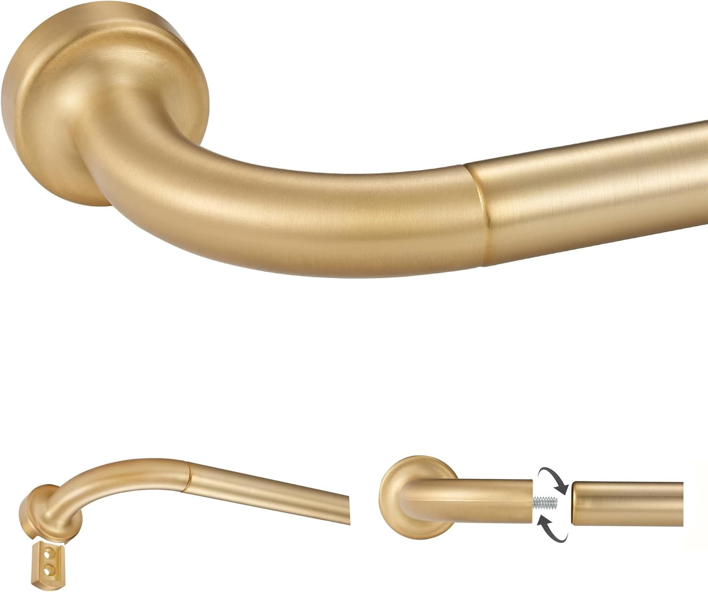 Warm Gold Disc Curtain Rods for Stylish Room Darkening Design