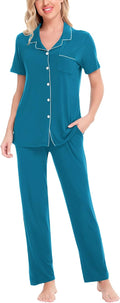 Women Pajama Sets Two-Piece Short Sleeve with Long Pants (Style MZH3)