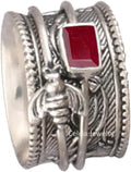 Solid 925 Sterling Silver Honey Bee Spinner Meditation (Style SGRQ)