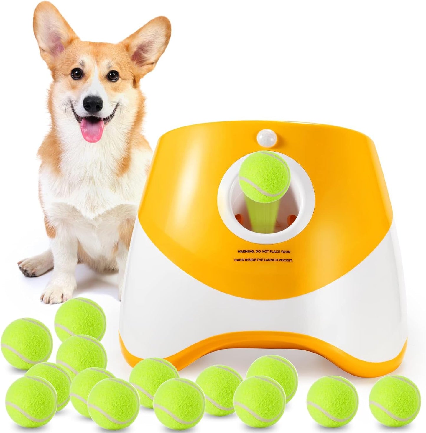 Automatic Dog Ball Launcher for Small Dogs with 15 Tennis Balls