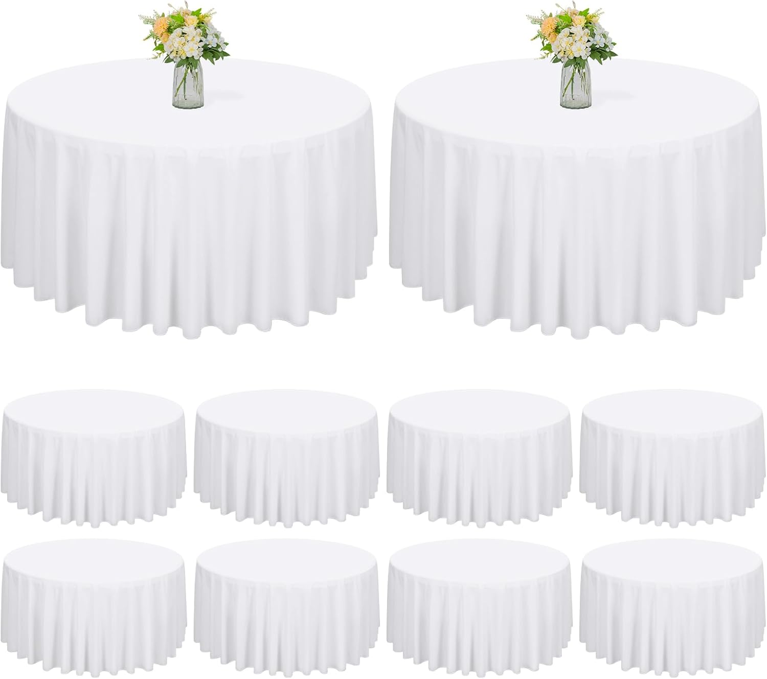 90 Inch White Round Polyester Tablecloths for Elegant Events