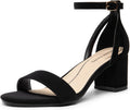 Chunky Low Heels Open Round Toe Ankle Strap Block Heels - Versatile