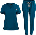 Women's Scrub Top and Yoga Jogger Pants Medical Uniform Set