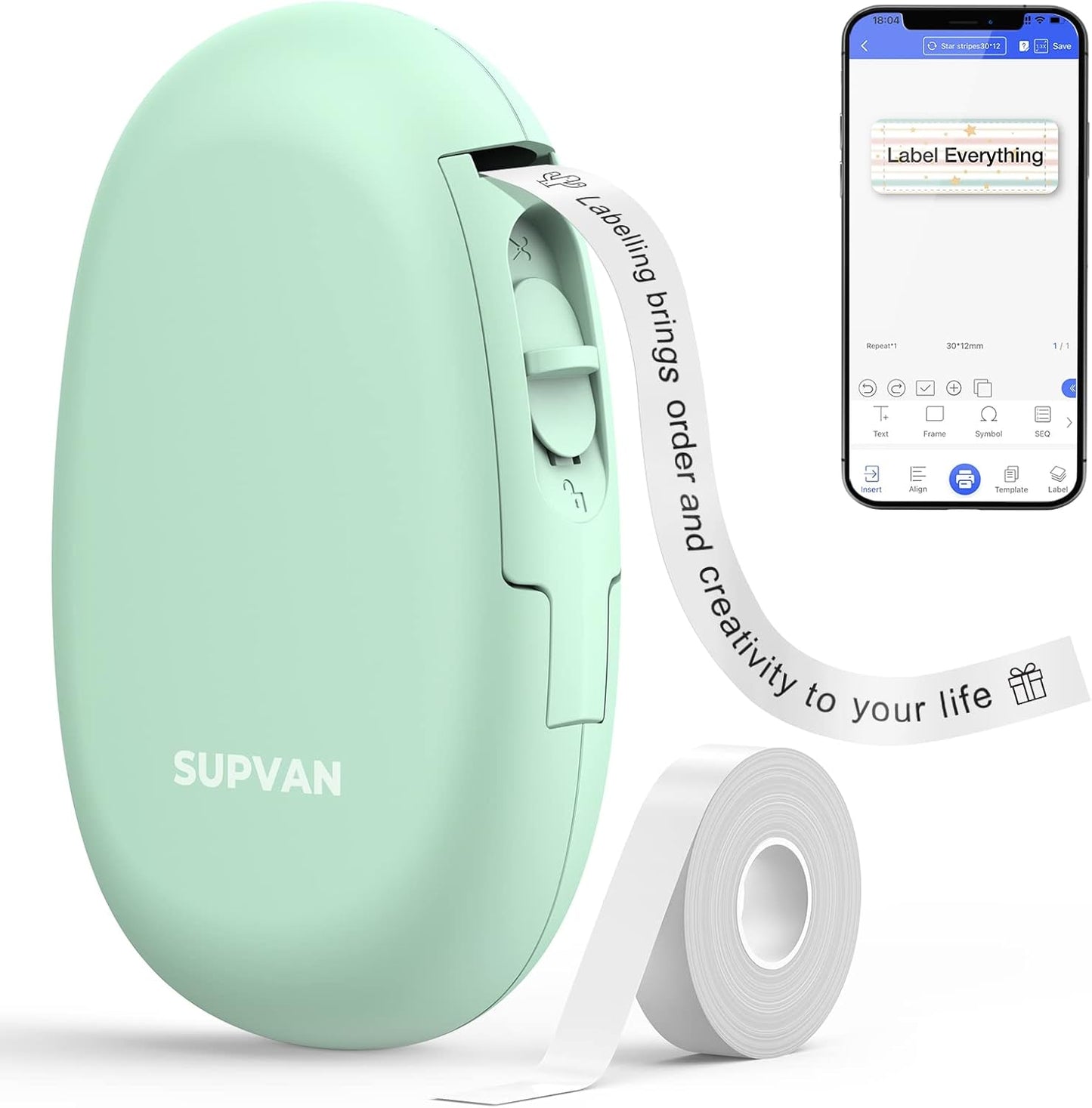 Versatile SUPVAN Label Maker: Waterproof, Inkless, 35 Fonts