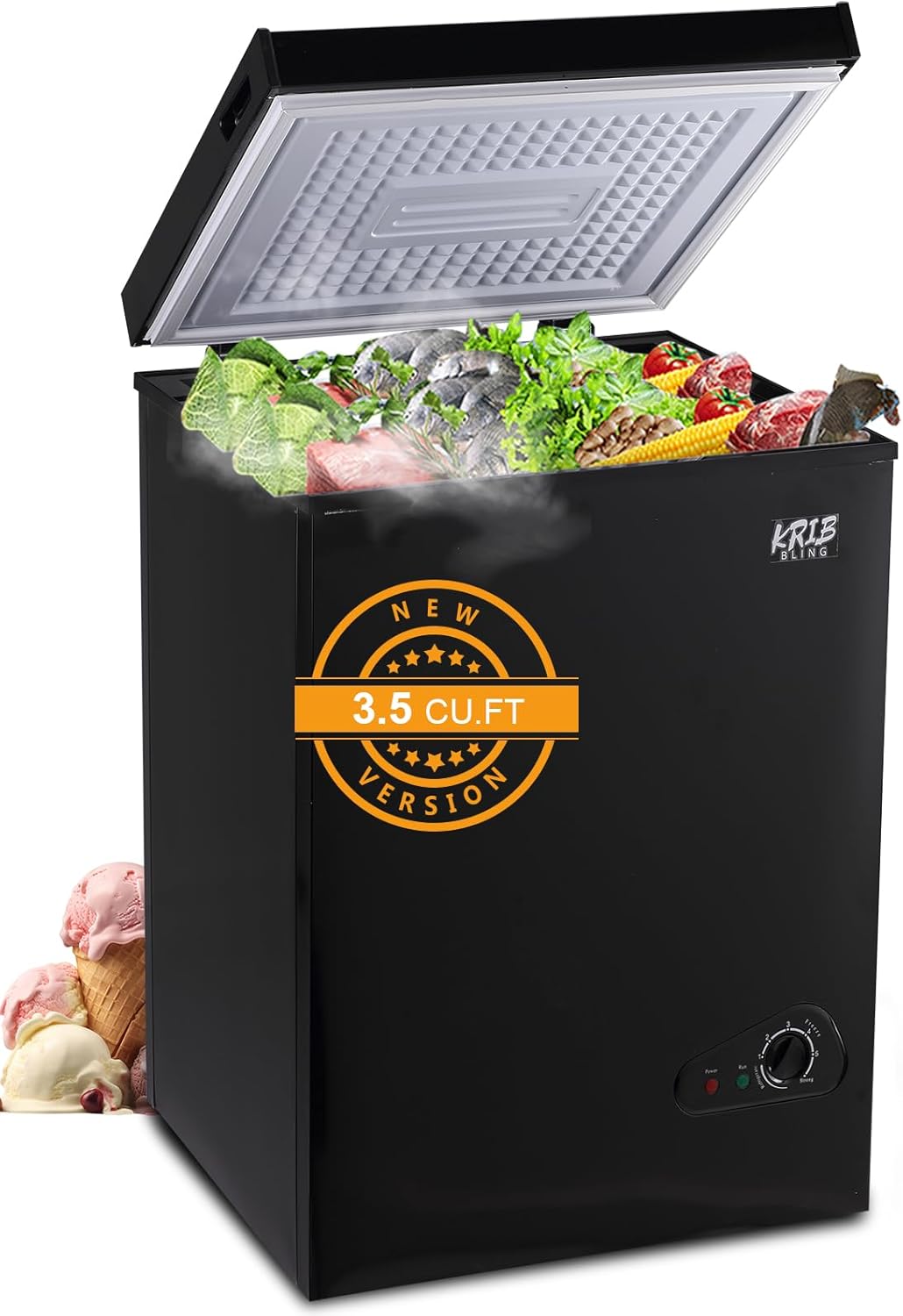 3.5 Cu.Ft Chest Freezer with 7 Temperature Controls for Freshness