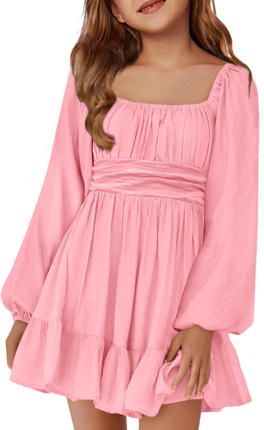 Batermoon Girls Long Sleeve Tie Back Dress for Fall Fashion