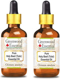 Greenwood Holy Basil Essential Oil (Ocimum Sanctum) 100ml x2 - Pure
