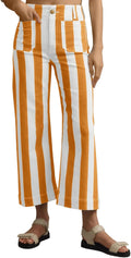 Tankaneo Womens Cropped Striped High Waisted Jeans - Flattering Fit