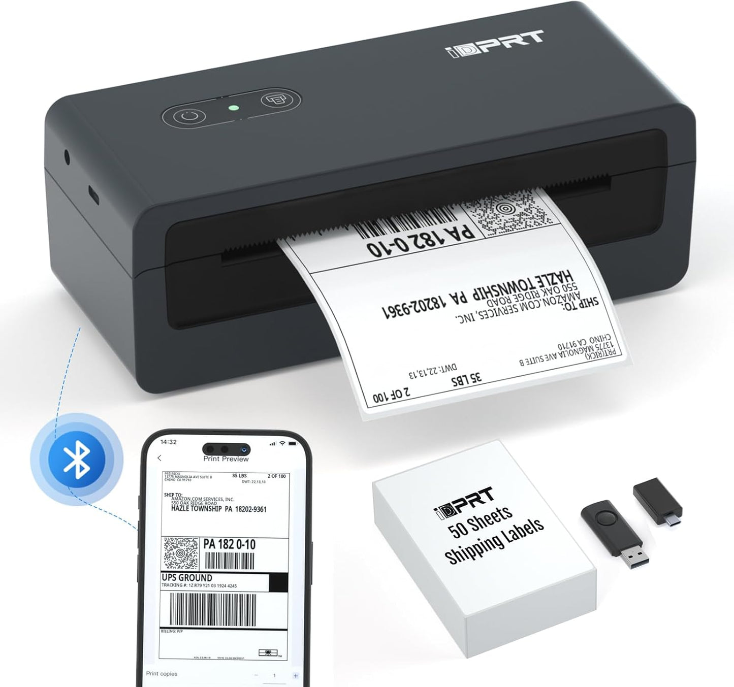 Wireless 4x6 Shipping Label Printer - Bluetooth Enabled