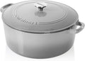 Enameled Cast Iron Round Covered Casserole 7-Qt (Grey Gradient)