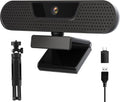 1080P 60FPS Webcam with 4 Mics and Privacy Cover - Smooth Streaming