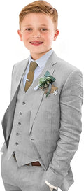 Boys Linen Suit Slim Fit 3-Piece Summer Beach Wedding - Light Weight