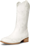 Women's Square Toe Cowboy Mid Calf Boots - Stable 1.5in Heel