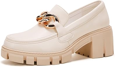 TINSTREE Platform Loafers for Women with Chain Comfort Design