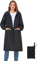 Women's Knee Length Waterproof Rain Jacket - Packable Lightweight