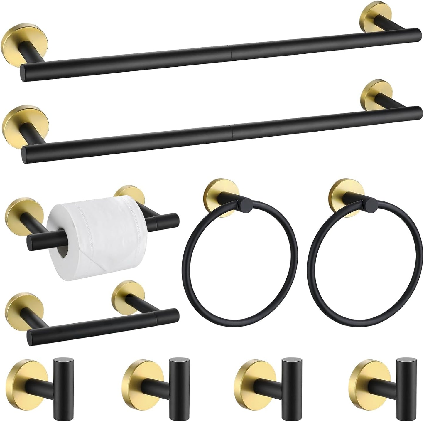 Black and Gold Towel Bar Set for Stylish Bathroom Accessories