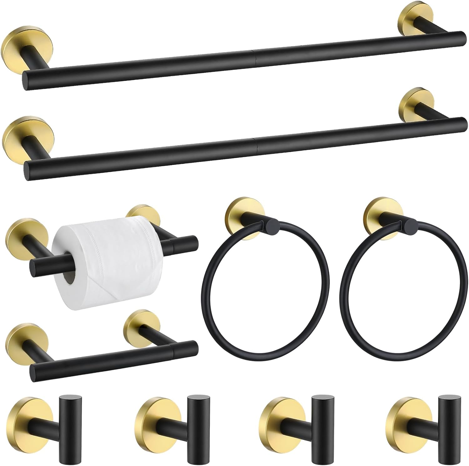 Black and Gold Towel Bar Set for Stylish Bathroom Accessories