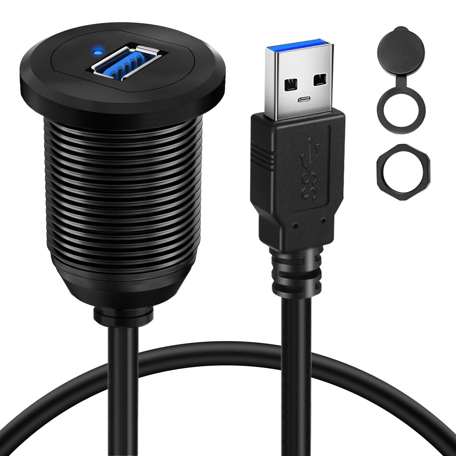 BATIGE 3ft Waterproof USB 3.0 Car Mount Cable